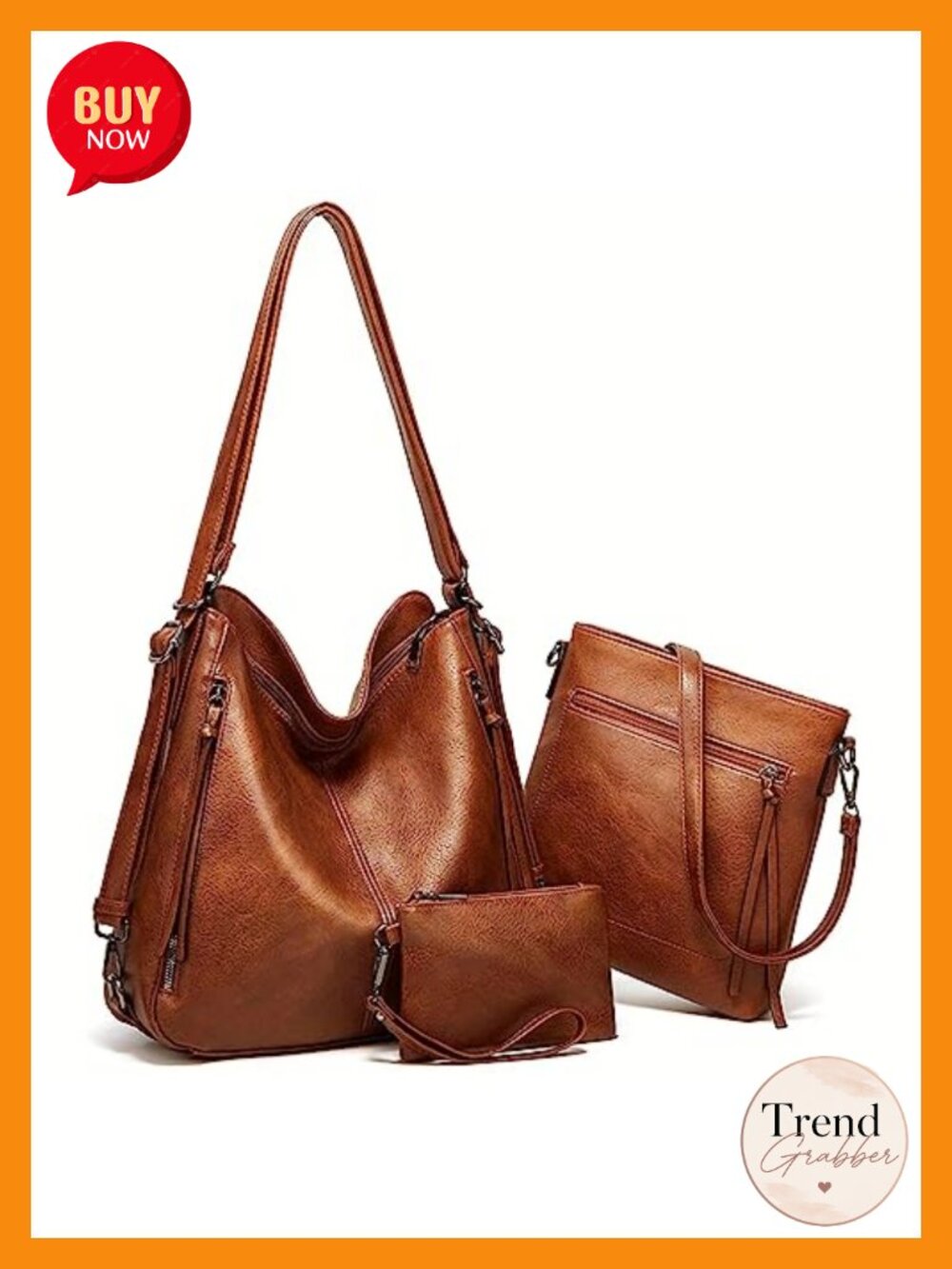 Women's Convertible Backpack Hobo Purse 3-Piece Set PU Leather Tote Crossbody